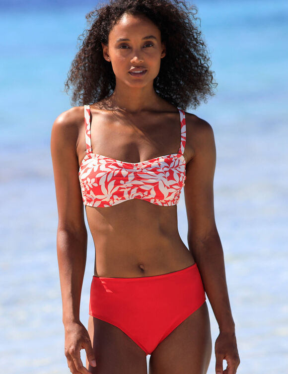 Haut de maillot de bain avec armatures Linao - forme bandeau (grenadine / écru) Haut de maillot de bain avec armatures Linao - forme bandeau (grenadine / écru)